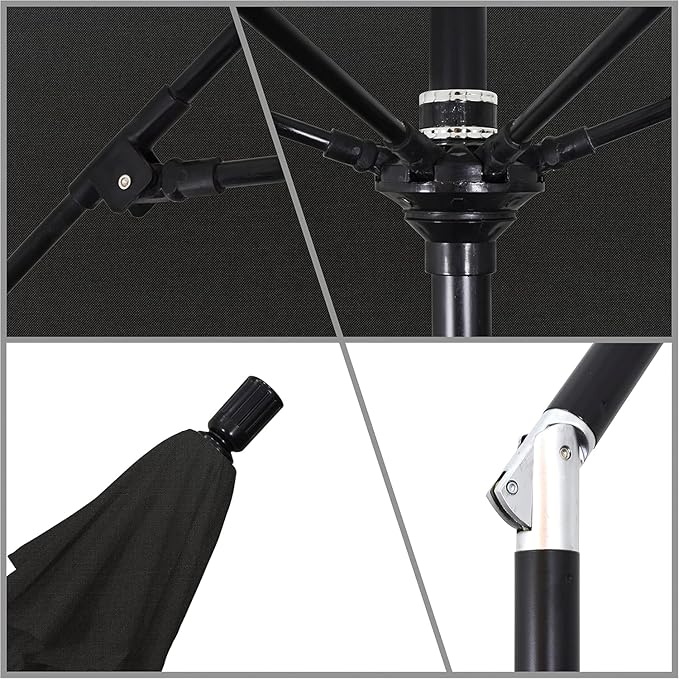 California Umbrella 9' Round Crank Lift, Collar Tilt, Aluminum Pole, Fiberglass Rib Patio Umbrella,