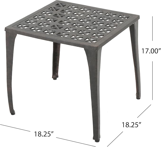 Christopher Knight Home Kai Outdoor 18" Cast Aluminum Side Table, Bronze Finished