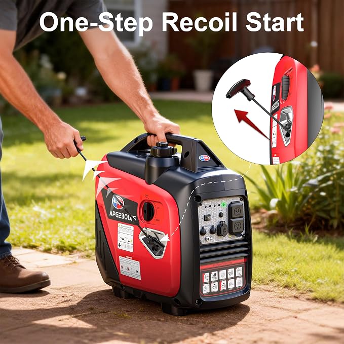 All-Power 2000W Portable Inverter Generator: Quiet Small Gasoline Generator CO-Sensor ECO Mode EPA Compliant 1.05 Gal Fuel Tank Gas Powered Emergency Backup for Outdoor Camping Home Use