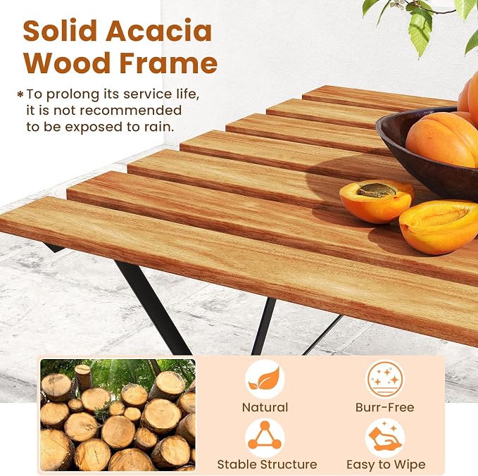 Tangkula 3 Pieces Patio Dining Set, Outdoor Square Table and Folding Chairs with Metal Frame, Space Saving Furniture Set for Yard Porch Deck Backyard