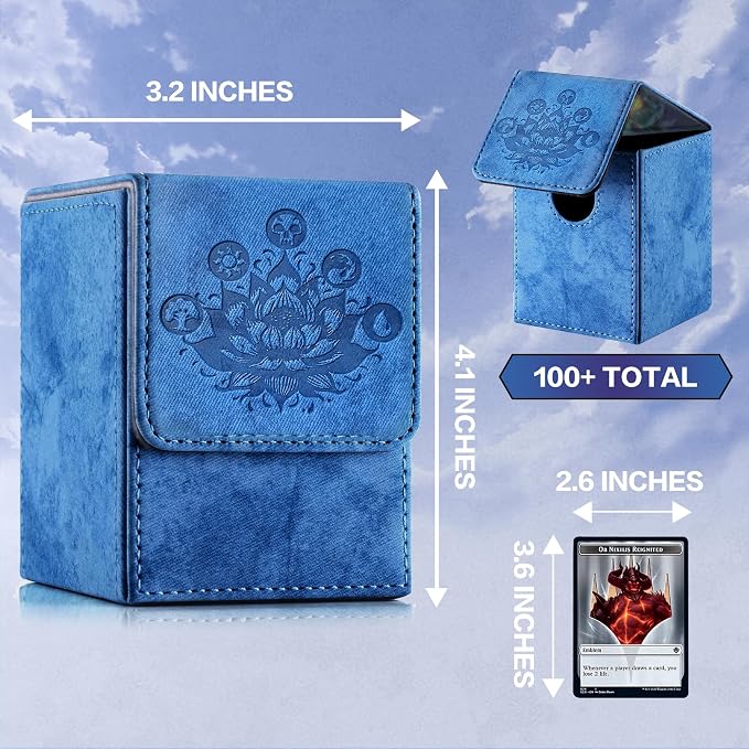 PROMAXIBINDER MTG Card Deck Box, Fits 200 Cards, Storage for TCG/MTG Crads, PU Leather Strong Magenet (Navy Blue)