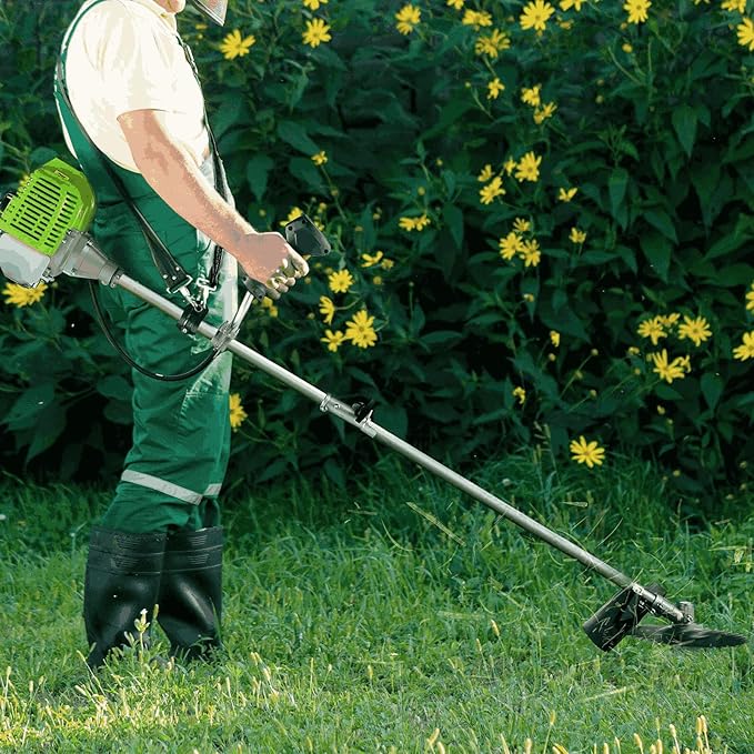 COOCHEER Brush Cutter Gas Powered 58cc, 4 in 1 Weed Wacker Gas Powered, 2 Cycle Straight Shaft String Trimmer Grass Cutter Machine for Lawn and Garden Care Trimming, Green