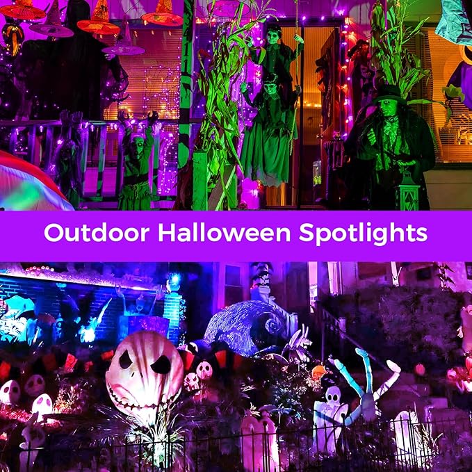 Christmas Halloween Spotlights Outdoor RGB Spotlight 12W Color Changing Landscape Lighting with Remote Control for Tree Garden Pathway 120V Waterproof Landscape Spotlights Lamp for Party Decor(6 pack)