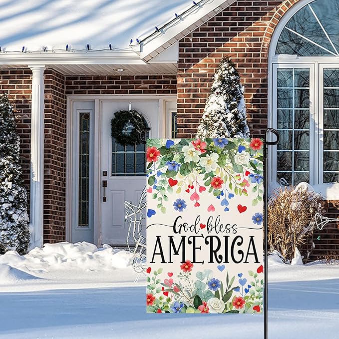 Memorial Day Garden Flag 12X18 IN Double Sided Patriotic 4th of July Garden Flag for Independence Farmhouse Yard Outside Decoration
