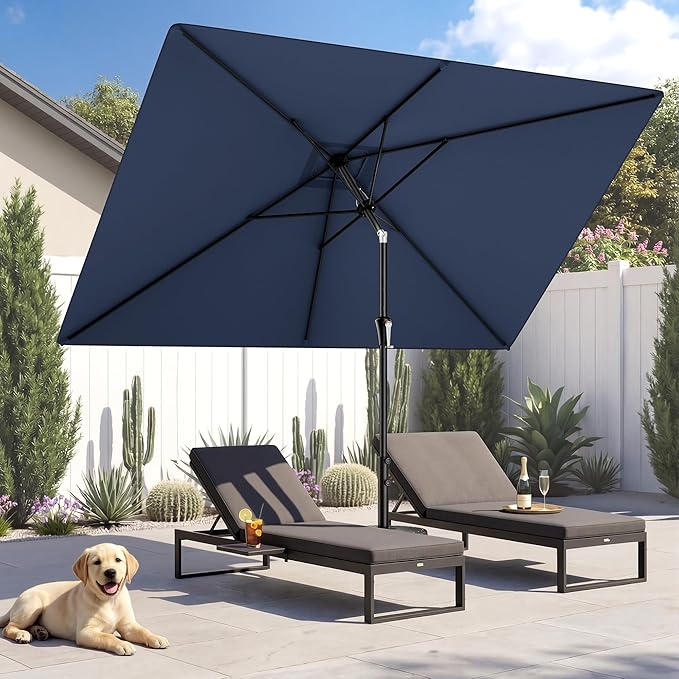 HOMSHADE 6.6 x 10 ft Rectangular Patio Umbrella Rectangle Umbrella Outdoor Patio, Large Outdoor Umbrellas for Patio Table with Tilting and Sun UV Protection for Pool, Deck, Market, Backyard