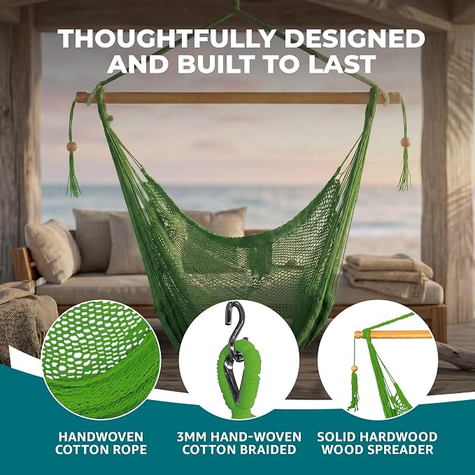 Blissliving Home BHC-412LG Island Rope Chair, Supports up to 265 lbs, Light Green