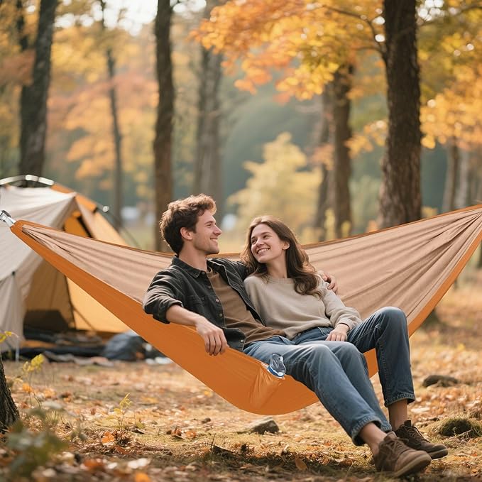 Chocolate Orange Solid Color 330lb Capacity Hammocks for Camping with Portabl Carry Bag Rope Hammock for Indoor Outdoor Patio hamacas para Deck