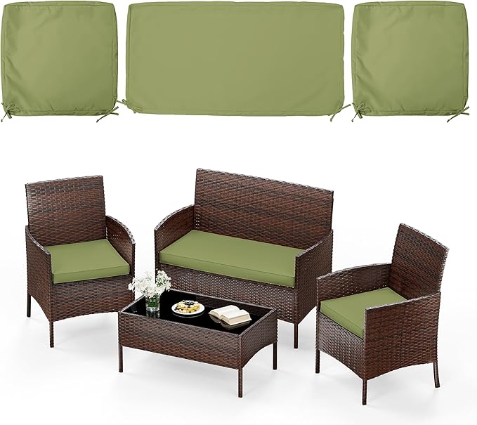 3 Pack of Outdoor Seat Cushion Replacement Set Suitable for 4 Pieces of Wicker Rattan Furniture Terrace Guest Set Sofa Chair (36x18x2, 18x18x2), Only Cover