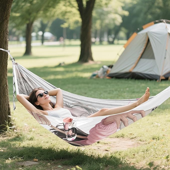 Anime Girl Selfie Hammocks with Tree Straps Swing Hammock for Outside Patio Garden