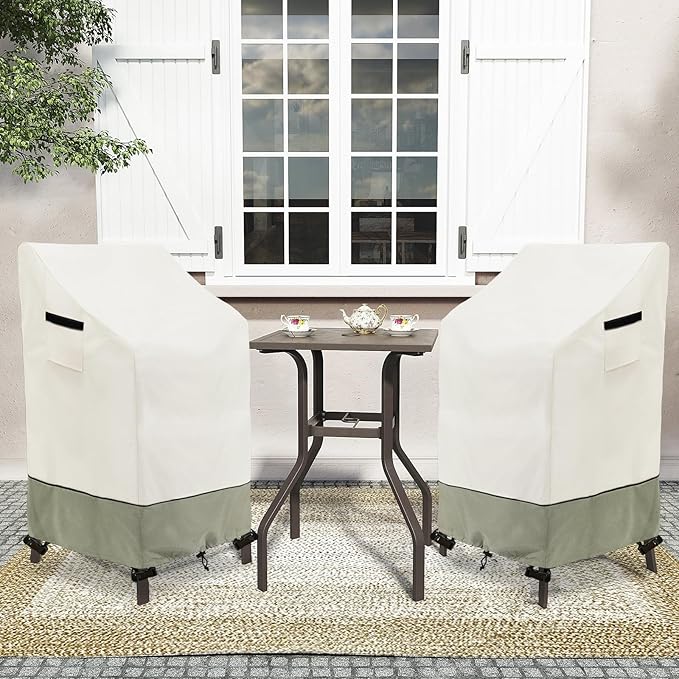 Adirondack Chair Cover 2 Pack, Heavy Duty Waterproof Outdoor Patio Chair Cover (30 W x 32 D x 46 H inches) Beige