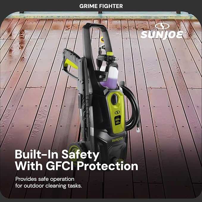Sun Joe Electric Pressure Power Washer w/Foam Cannon & Extension Wand, 1600 PSI (PWMA Certified), 1.1 GPM, 13-Amp Motor - Heavy-Duty Cleaning Machine for Patios, Decks, Sidewalks & Cars, SPX2680-MAX