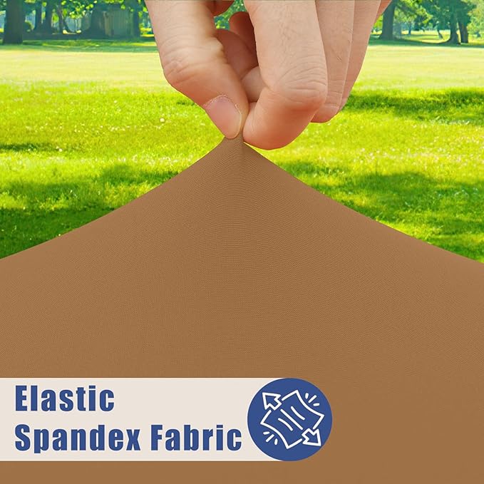 Moosfor Spandex 6 Foot Rectangle Table Cloth 2 Pack, Elastic Fitted Tablecloths for Picnic, Stretch Washable Patio Table Cover for Outdoor, Camping, Banquet and Parties(Brown, 30"x72")