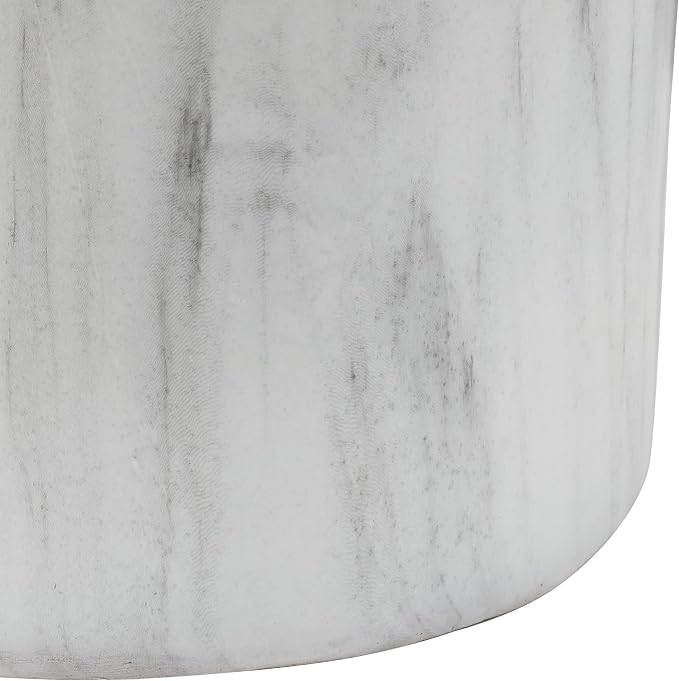 JONATHAN Y Troy Modern 17" Faux Marble Cylinder Accent Table, Round Pedestal End Table and Decorative Indoor Stool for Living Room, Small Minimalist Drum Side Table, White and Black TBL1101A