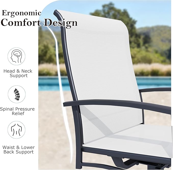 5 Piece Outdoor Patio Dining Set for 4, 42" Black Round Metal Table with 4 Oyster Beige Swivel Chairs, All-Weather Outdoor Furniture Set for Backyard, Lawn, Deck, or Poolside