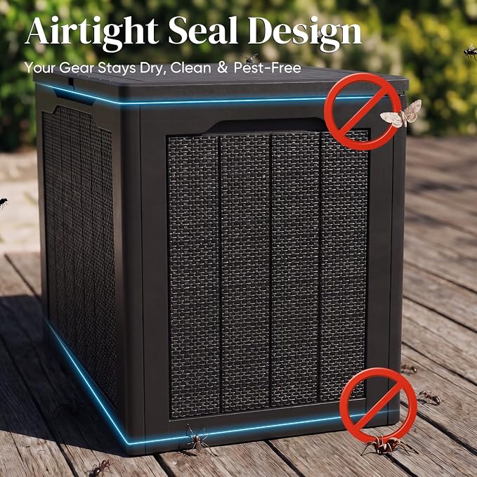 Quictent 28 Gallon Outdoor Resin Deck Box, Black | Waterproof, Lockable Storage, Weatherproof, For Patio Cushions, Garden Tools, Pool Accessories