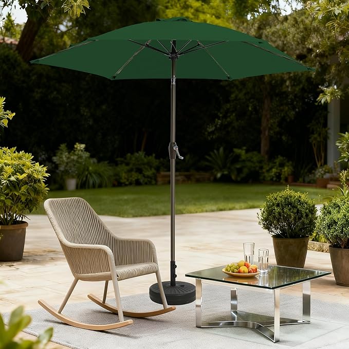 7.5FT Large Outdoor Patio Umbrella with Crank & Tilt - Durable Market Umbrella for Outdoor Patio with 6 Fiberglass Ribs for Poolside,Deck,Yard,Garden