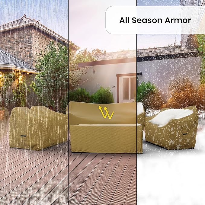 Covers & all Patio Furniture Cover Set, 5 Piece Outdoor Furniture Covers, Water-Repellent UV & Weather-Resistant Covers for Sofa, Loveseat, Chairs & Coffee Table with Elastic & Padded Handles