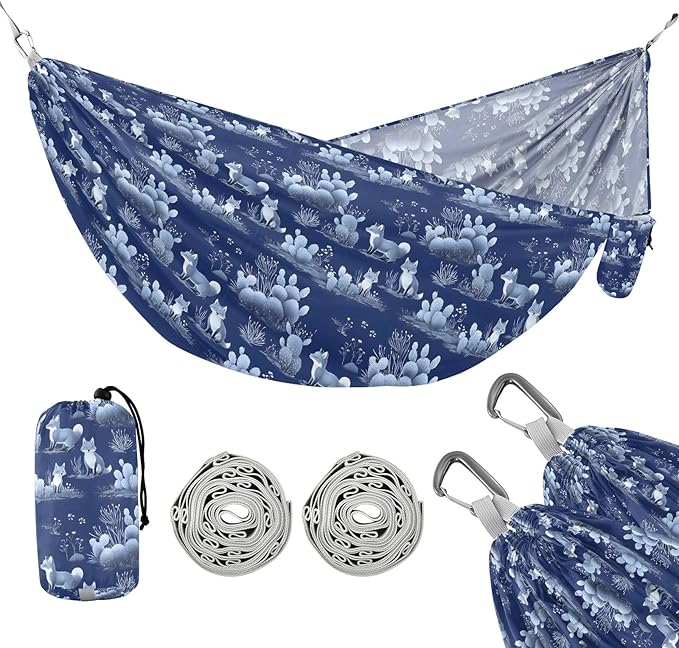 Camping Hammock Outdoor Hammocks for Outside Fox Cactus Beach Trees Portable Lightweight with Pockets Tree Straps Indoor