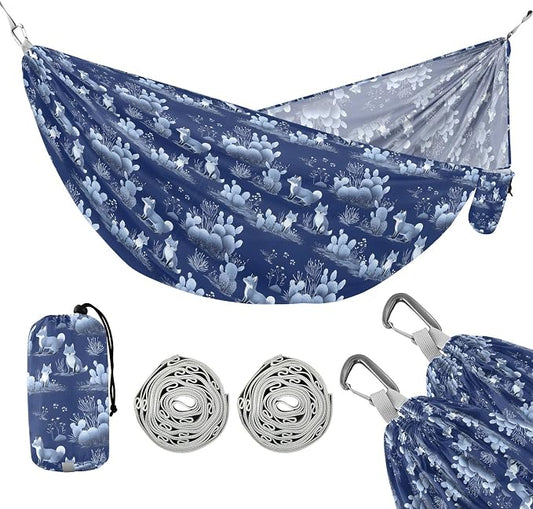 Camping Hammock Outdoor Hammocks for Outside Fox Cactus Beach Trees Portable Lightweight with Pockets Tree Straps Indoor