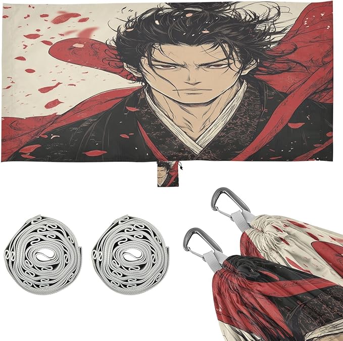 Game Anime Playroom Japanese Samurai Outdoor Hammock with Tree Straps Backyard Hammock for Indoor Outdoor Patio