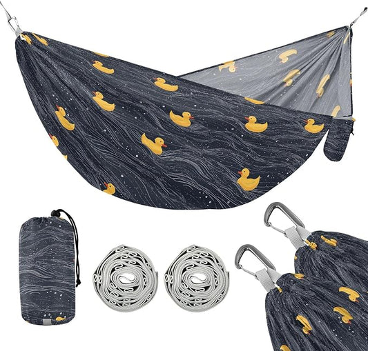 Camping Hammock Outdoor Hammocks for Outside Duck Black Beach Trees Portable Lightweight with Pockets Tree Straps Indoor