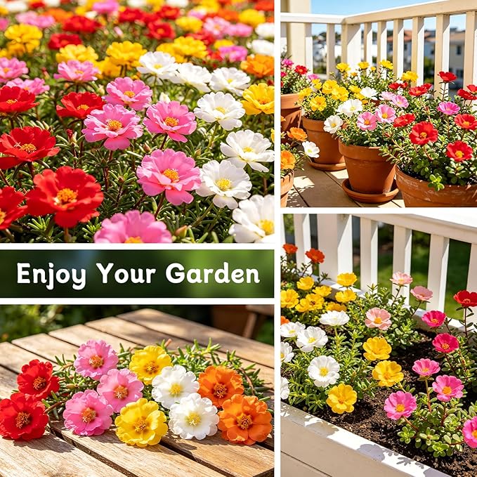 Moss Rose Seeds, 40,000+ Bulk Flower Seeds for Planting Outdoors(99% Pure Live, Non-GMO), Mixed Colors and Large Blooms, Attracts Pollinators, Easy to Grow
