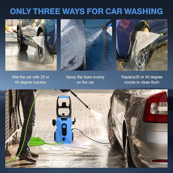 2026 New 5000PSI Electric Pressure Washer, Power Washer with 33FT Resistant Hose and 4 Nozzles, Compatible with Undercarriage washers, Professional Powerwashers for Home/Car(Light Blue)
