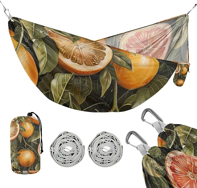 Vintage Orange-red Grapefruit 330lb Capacity Outdoor Hammock with Hanging Rope Backyard Hammock for Outside Patio Backyard Poolside para ir de Camping