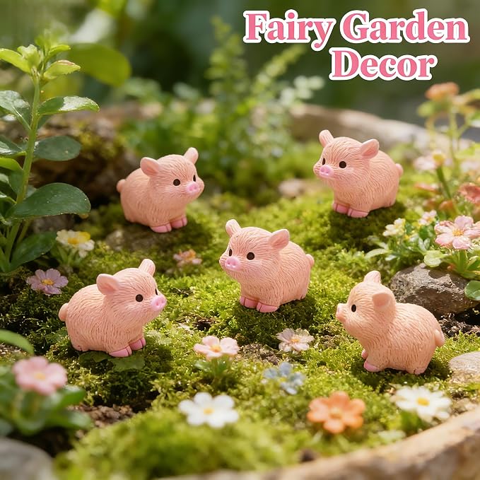 50 PCS Mini Pink Pig Figurines - 1.2" Resin Fairy Garden Animals for Terrarium Decor, Wedding Centerpieces, Desk Accessories & DIY Craft Projects