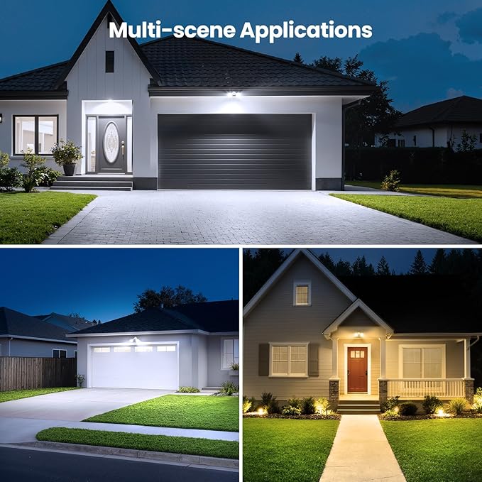 Onforu 2-Pack Adjustable Twin PAR Holder, Outdoor Flood Light Fixture Max 300W (Bulbs Not Included), Switch Controlled Security Lights, Exterior Flood Lighting for Garage, Driveway, Porch