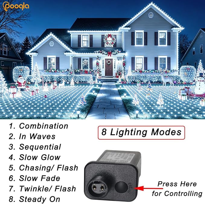 Cool White Net Lights, 28x 5ft Christmas Lights Outdoor Clear Wire | 510 LED Large Net Mesh Lights Plug in, 8 Modes Waterproof Connectable Bushes Lights for Christmas Hedge Yard Decor