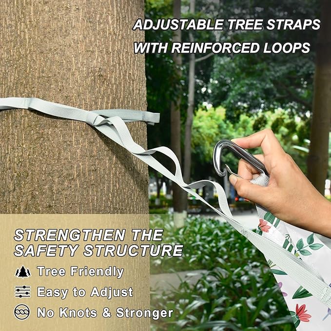 Camping Hammock Outdoor Hammocks for Outside Flowers Lavender Leaves Cactus Beach Trees Portable Lightweight with Pockets Tree Straps Indoor