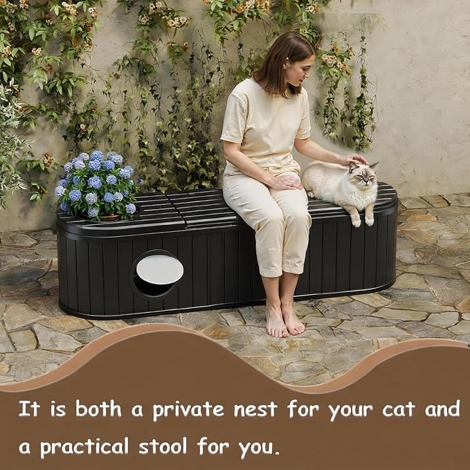60 Gallon Storage Bench Deck Box Resin Patio Furniture with Armrest, Waterproof and UV Resistant Lockable for Patio Furniture, Garden Decor and Outdoor Seating for Cushions, Garden Tools