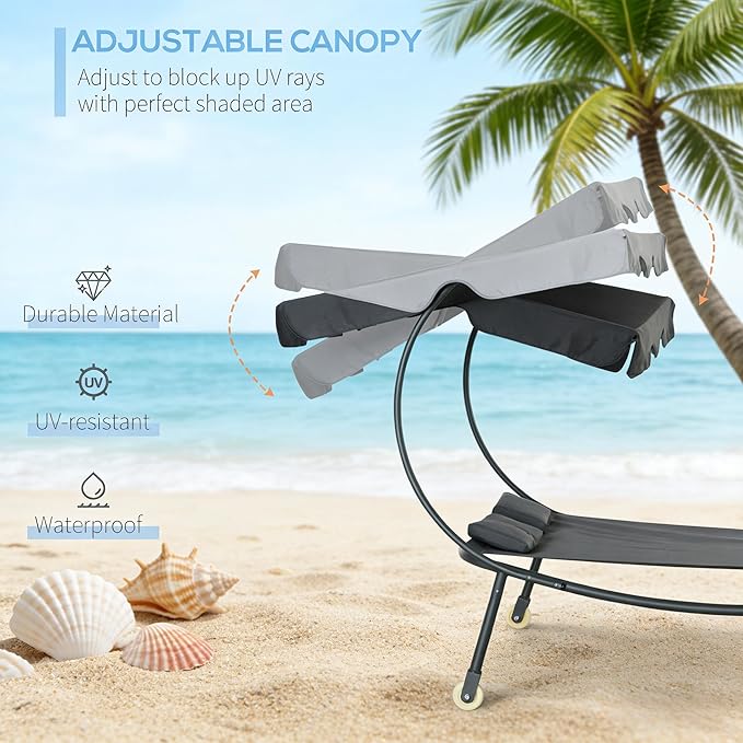 GOWE Outdoor Wheeled Hammock Daybed,Double Chaise Lounge Chair