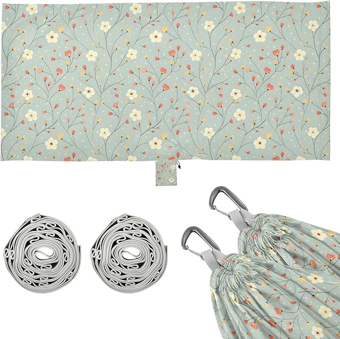Camping Hammock Outdoor Hammocks for Outside Cute Flower Japanese Beach Trees Portable Lightweight with Pockets Tree Straps Indoor
