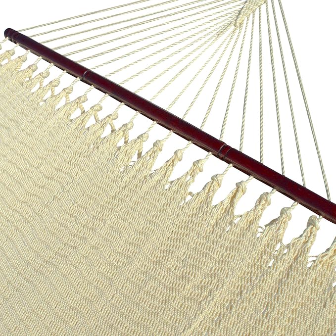 Double Caribbean Hammock - Soft-Spun Polyester - 48 inch (Cream)