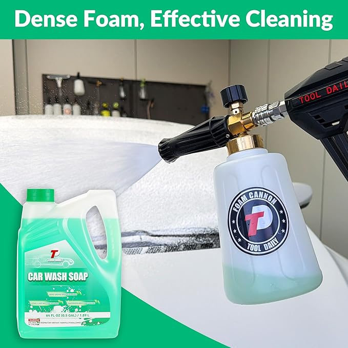 Tool Daily Foam Cannon for Pressure Washer with Car Wash Soap, Adjustable Snow Foam Lance, Additional Orifice Nozzle 1.1mm, 1/4" Quick Connect