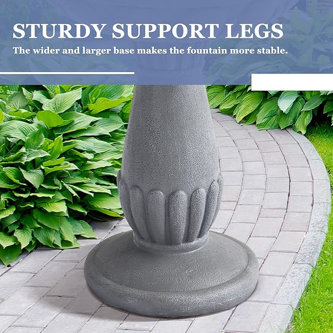 Grepatio 3-Tier Outdoor Water Fountain, 40.6" H Waterfalls with Pump, Italian Roman Pillar Garden Fountain, Indoor Modern Floor Standing Water Fountains for Garden, Patio, House Decor