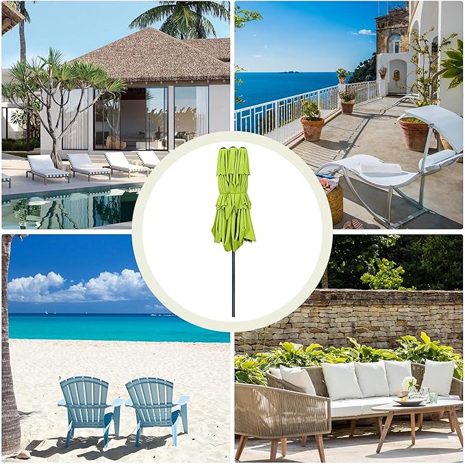 Ainfox 15ft Large Patio Umbrella, Outdoor Double-Sided Pool Umbrellas, 3 Tiers Large Rectangle Market Umbrella for Poolside