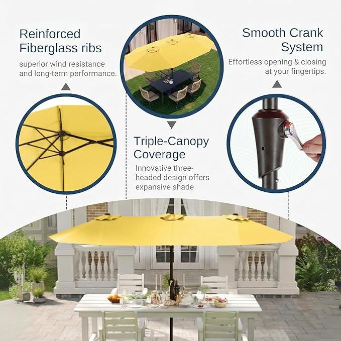 15FT Large Patio Umbrella with Base Included