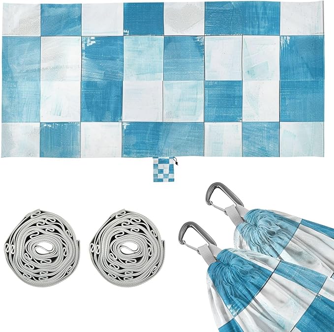 Light Blue and White Checkered Pattern 330lb Capacity Camping Hammock Portable Hammock for Camping & Hiking Essential hamaca para adultos