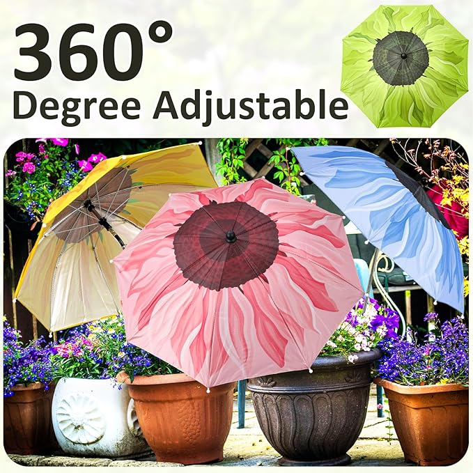 Plant Umbrellas for Outdoor Plants, Large Garden Plant Umbrella Shade Upgraded Adjustable Angle Height for Potted Plants Garden Beds