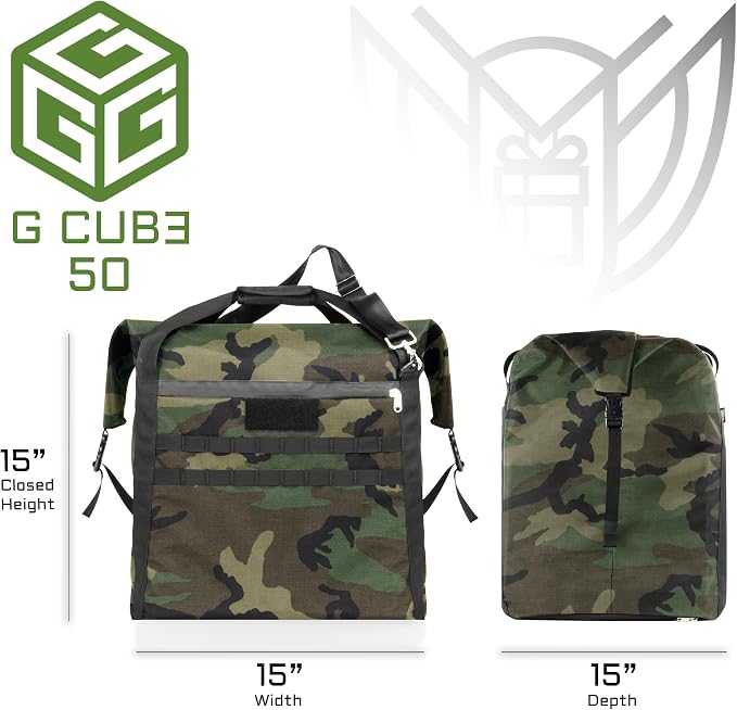 Xtreme Sight Line ~ AQUA G CUBƎ 50 Waterproof Faraday Bag for Small to Medium Generators and Electronics ~ Protects Against EMP/CME/EMF/RF ~ Diamond Form Farday Interior ~ Woodland Camo