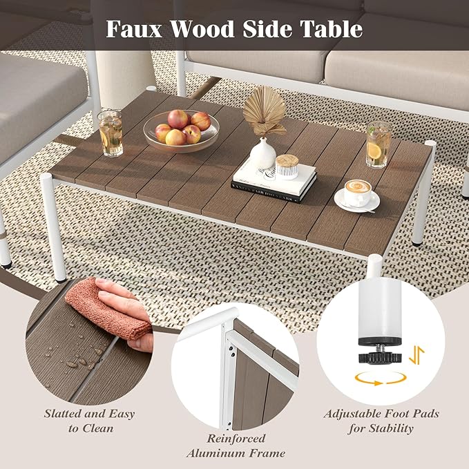 Tangkula 2 Pieces Patio Furniture Set, Outdoor Aluminum Conversation Set with Thick Cushions, Patio Loveseat Sofa with Coffee Table, Modern Bistro Set for Poolside, Deck, Yard