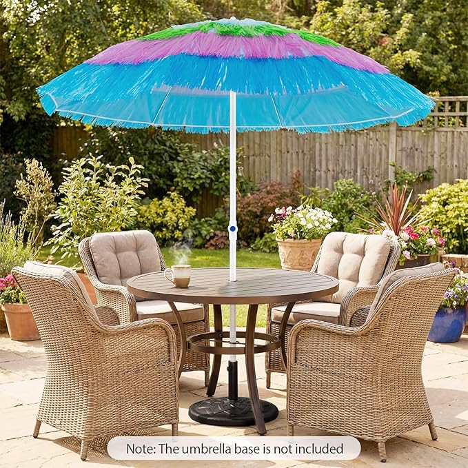 HAPPYGRILL 6 FT Tiki Thatched Umbrella, Hawaiian Tropical Palapa Style Patio Beach Umbrella w/Tilt, Portable Carrying Bag, PP Thatch Grass Pool Parasol for Garden Pool Yard Outdoor