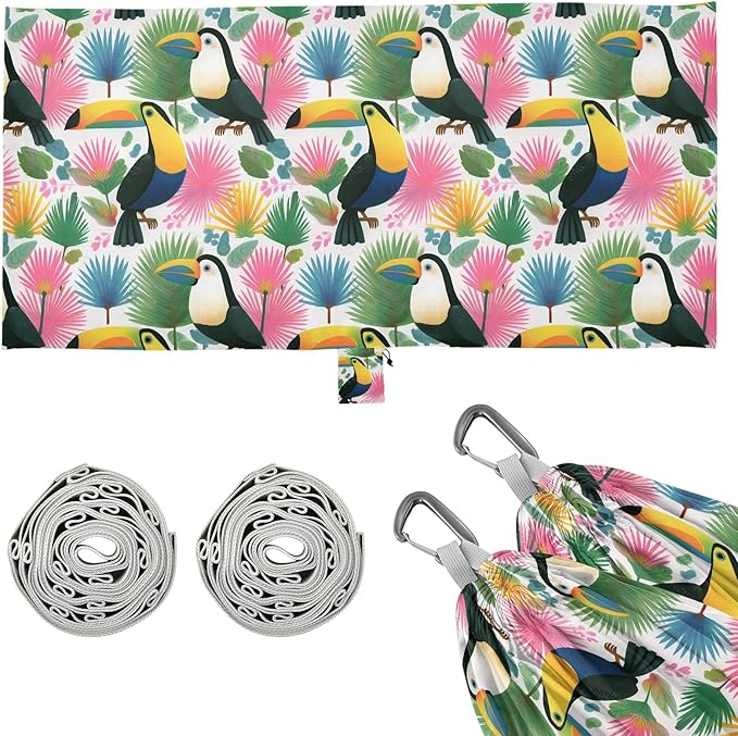 Camping Hammock Outdoor Hammocks for Outside Cute Toucan Beach Trees Portable Lightweight with Pockets Tree Straps Indoor Small