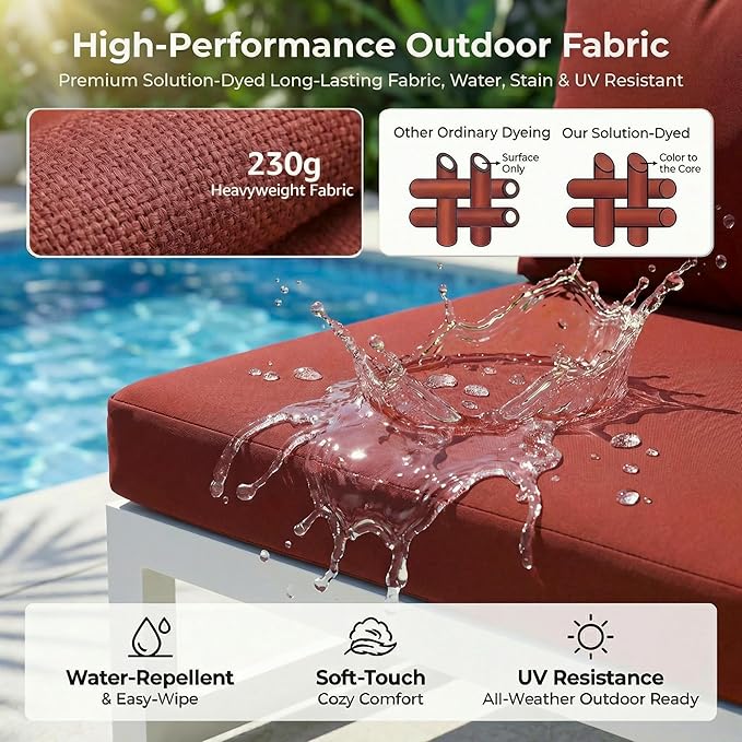 NICESOUL 12 Pcs Large Modern Aluminum Patio Furniture Set, L Shaped All Weather Modular Sectional Sofa with Coffee Table, 500 lbs Heavy Duty Comfortable Outdoor Couch for Poolside Backyard, Burgundy