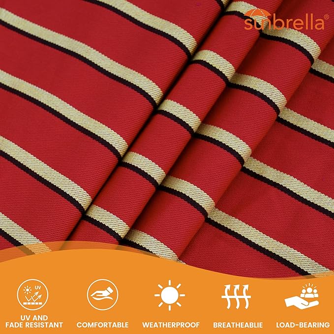 Lazy Daze Hammocks 12 FT Sunbrella Fabric Hammock not Fading with Spreader Bars and Free Pillow Fits for 2 Persons, All Weather and Fade Resistant for Patio Yard, 450 lbs Capacity, Harwood Crimson