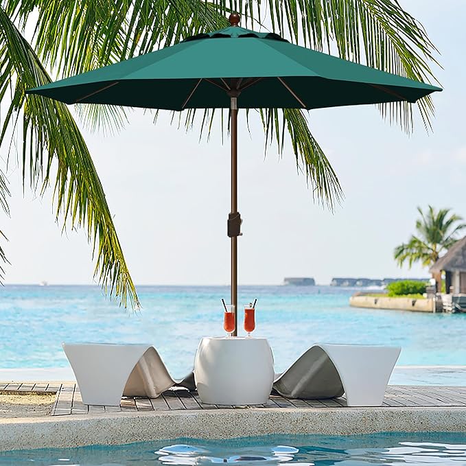 EliteShade USA 10-Year-Non-Fading 9Ft Market Patio Umbrella, UPF 50+ UV Protection Performance Sun Umbrella, Heavy Duty Commercial Grade Outdoor Table Umbrella with Crank & Tilt, Windproof Vented Top for Garden, Pool, Deck and Outdoor Playsets, Forest ...