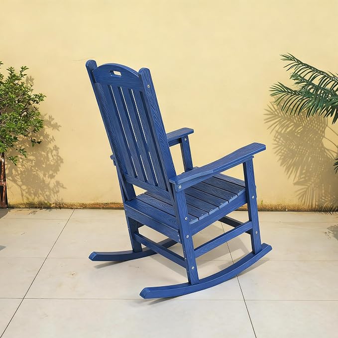 Wooden Rocking Chairs Outdoor, Navy Blue